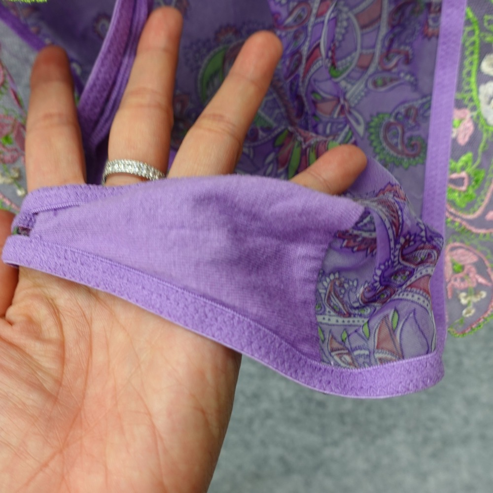 Savage X Fenty Womens Bodysuit M Purple Mesh Lace Underwire Y2K Rave Sexy Sheer - Picture 9 of 14